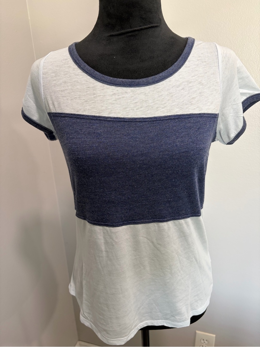 Chaser Navy and Light blue Colorblock Scoop Neck Tee